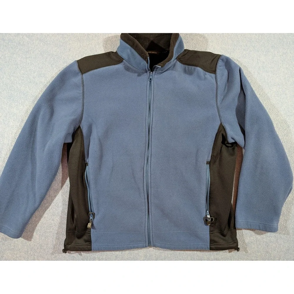 Tek Gear Jacket Mens Medium Blue Black Fleece Full Zip Zipper Pockets Outdoor